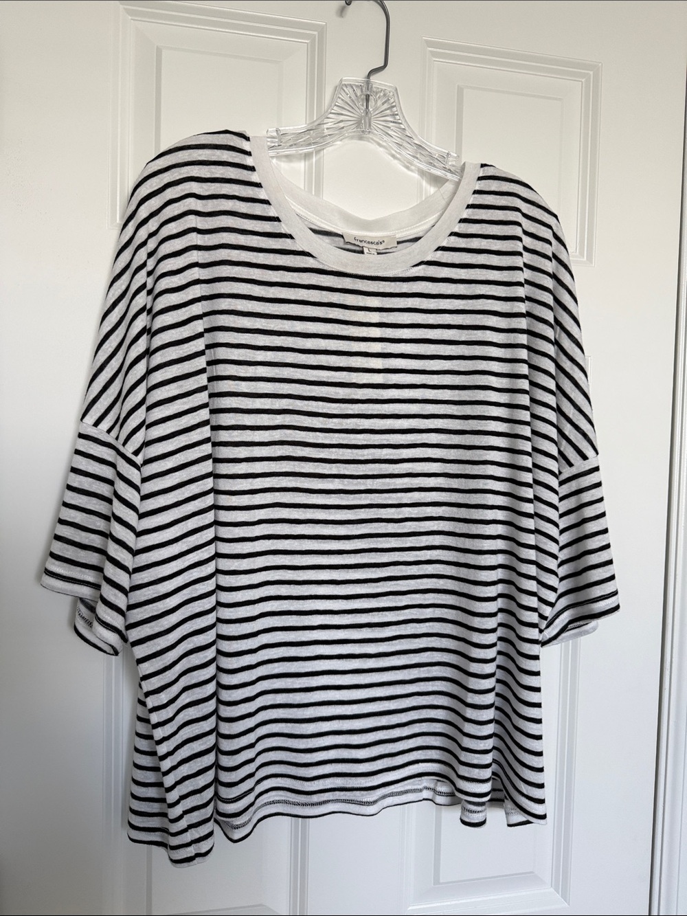 Francesca's Collections Black and White Striped Tee